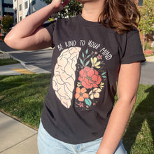 Load image into Gallery viewer, Floral Brain - Black Tee
