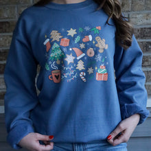 Load image into Gallery viewer, Christmas Doodles - Steel Blue Crewneck
