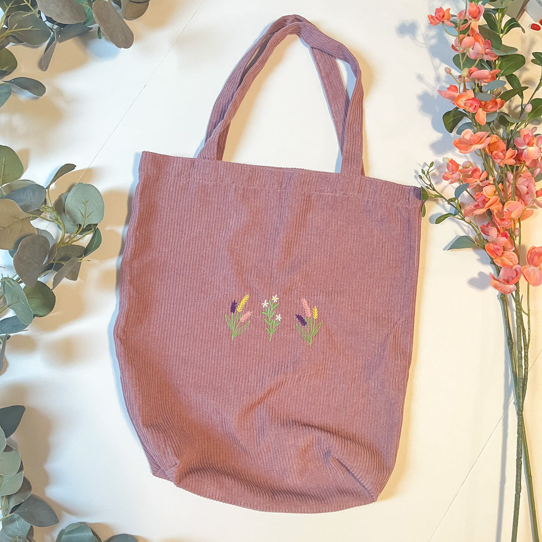 Wildflowers Corduroy Embroidered Tote