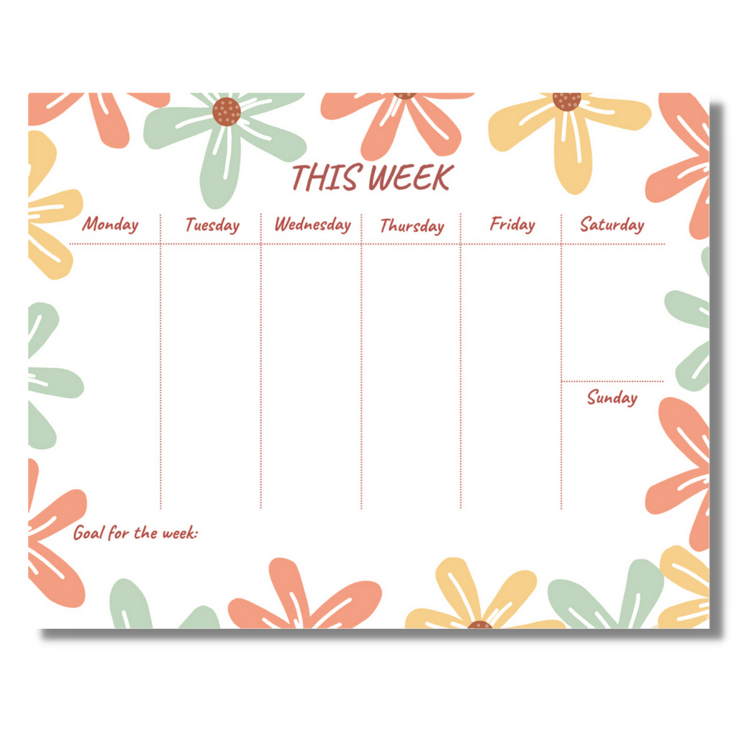 Spring Florals Weekly Planner Notepad, 11 x 8.5 in.
